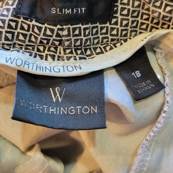 Worthington Slim Fit Pant Size 18 Gray White Geo - Picture 4 of 6